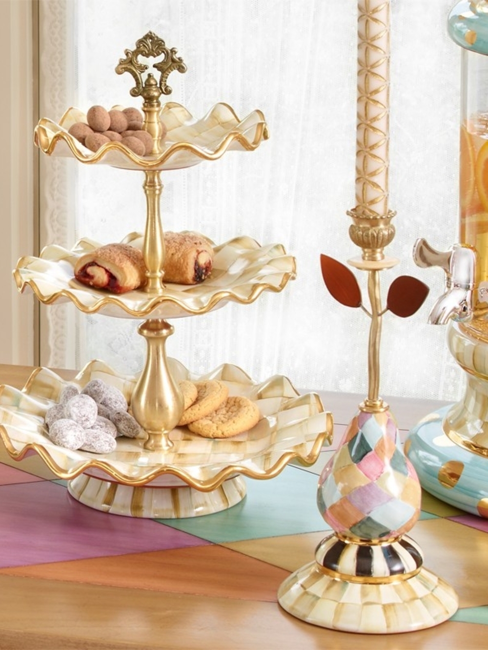 Mackenzie Childs 3-Tier Serving Stand - Elegant Dessert Display